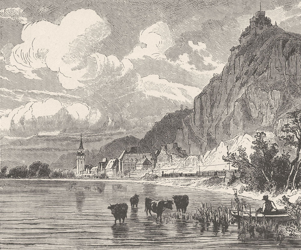 GERMANY. Braubach, with Marksburg 1903 old antique vintage print picture